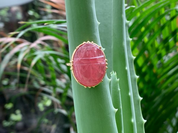 Bague gros scarabée pierre