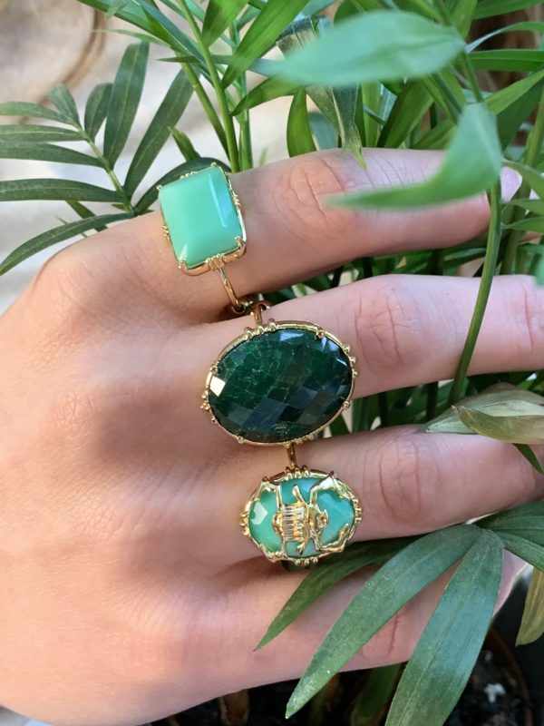 Bague scarabée sur pierre sertie petit modèle – Image 4