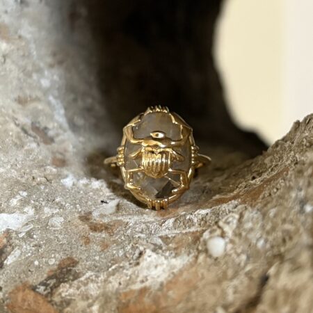 Bague scarabée sur pierre sertie petit modèle