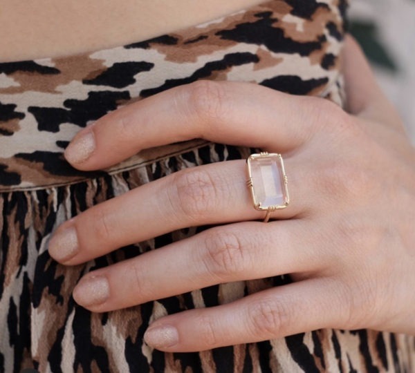 Bague sertie rectangulaire moyenne – Image 3