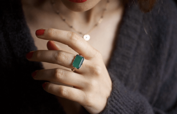 Bague sertie rectangulaire moyenne – Image 5