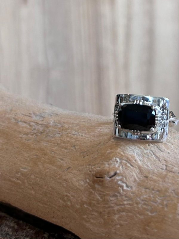Bague plaque rectangle Argent – Image 5