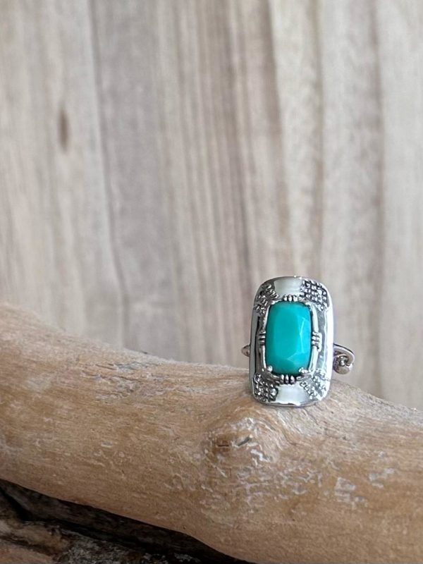Bague plaque longue Argent – Image 4