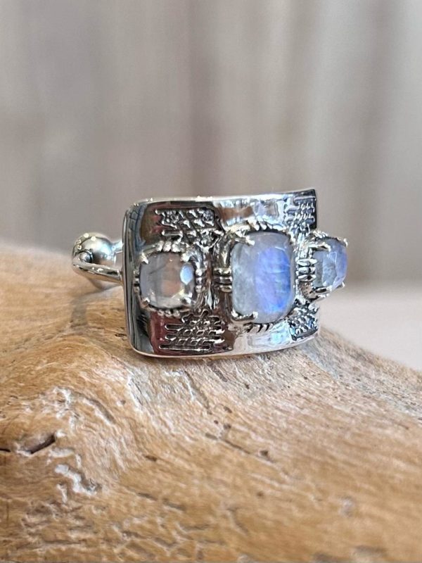 Bague Plaque 3 pierres Argent – Image 5