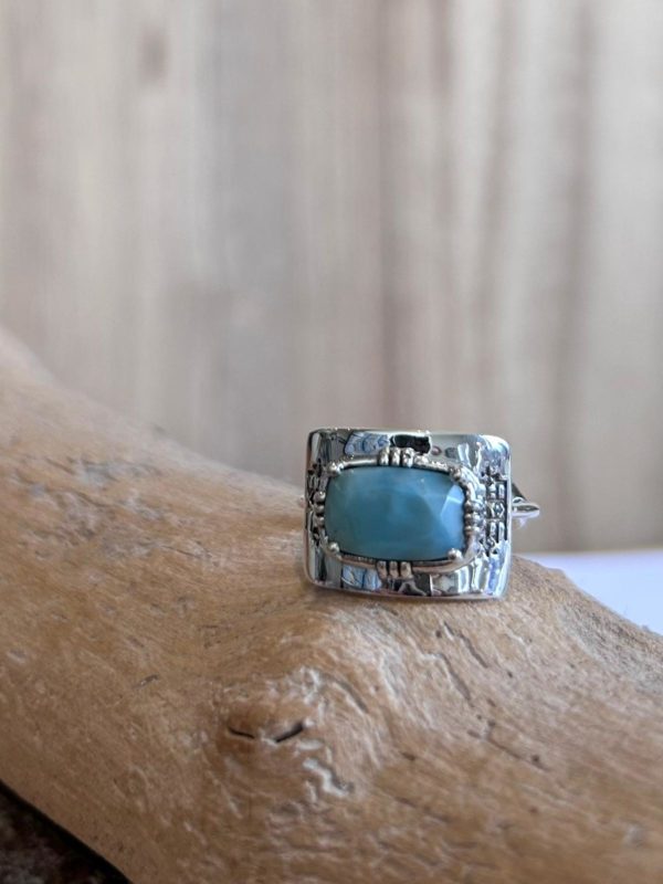 Bague plaque rectangle Argent – Image 4