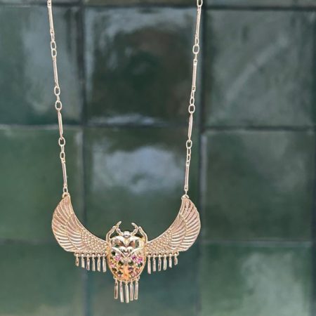 Collier Scarabée frangé brillant