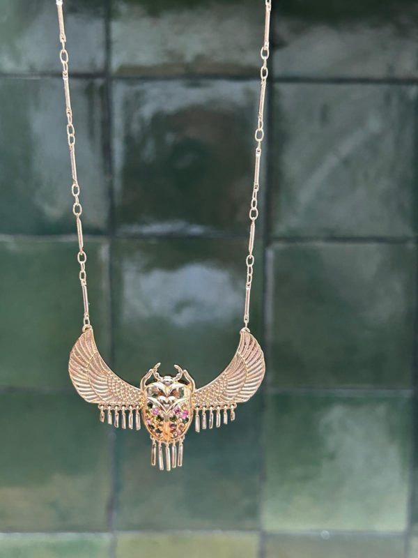 Collier Scarabée frangé brillant