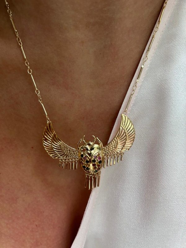 Collier Scarabée frangé brillant – Image 3