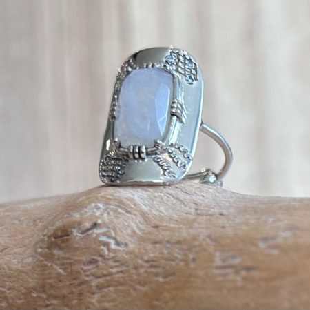 Bague plaque longue Argent