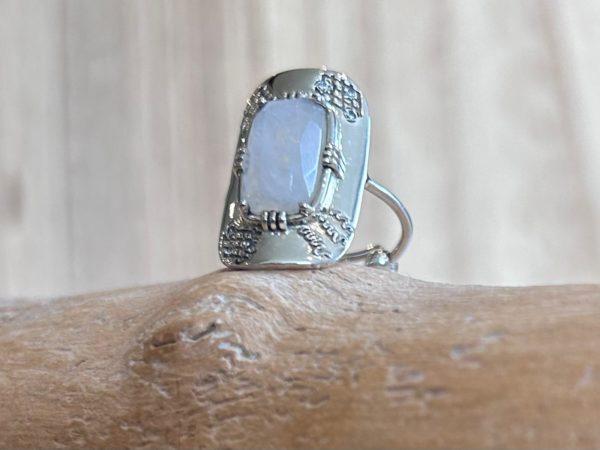 Bague plaque longue Argent