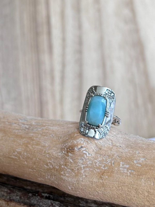 Bague plaque longue Argent – Image 5