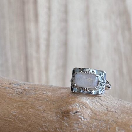 Bague plaque rectangle Argent