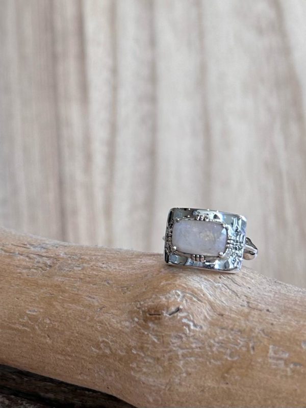 Bague plaque rectangle Argent