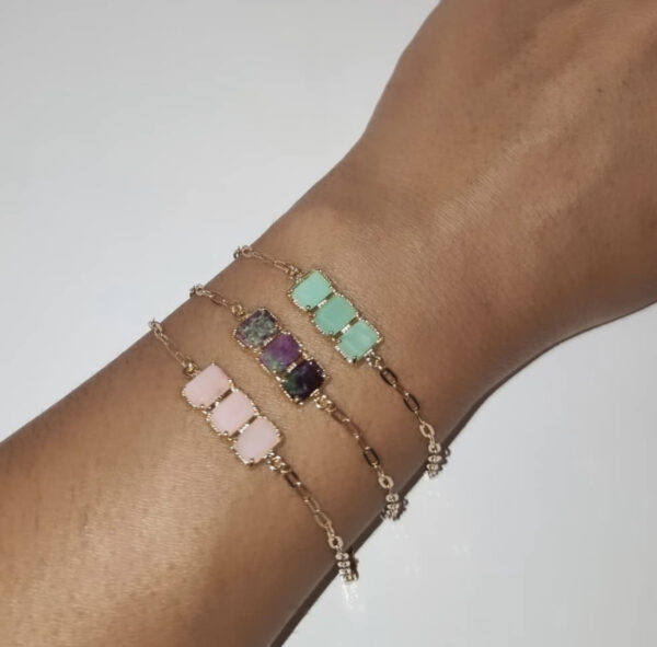 Bracelet 3 pierres rectangulaires