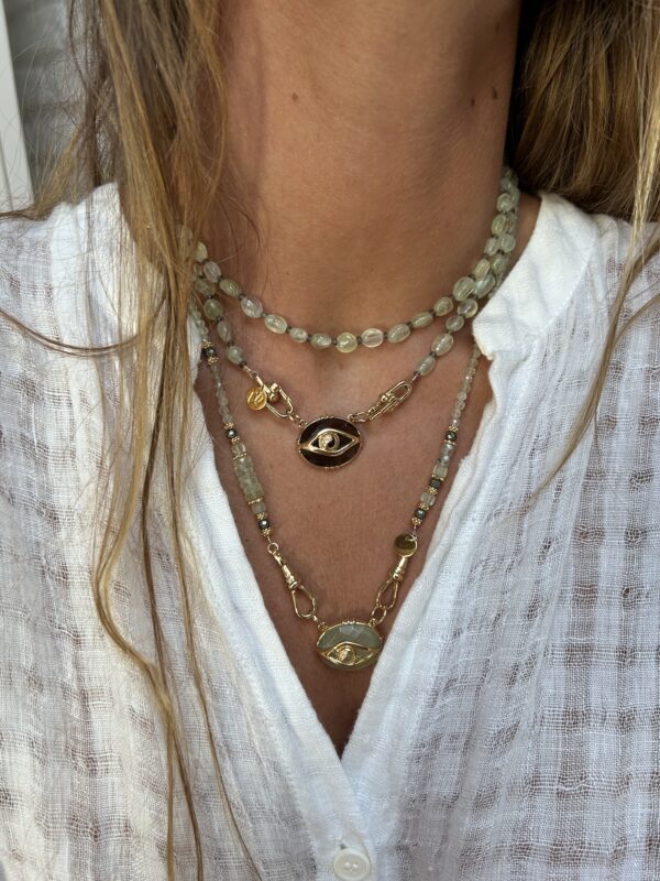 Collier pierres, fermeture mousquetons et pendentifs au choix – Image 3