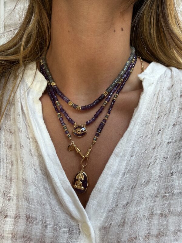 Collier pierres, fermeture mousquetons et pendentifs au choix – Image 4