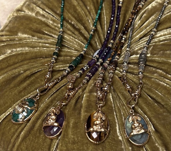 Collier pierres, fermeture mousquetons et pendentifs au choix – Image 5