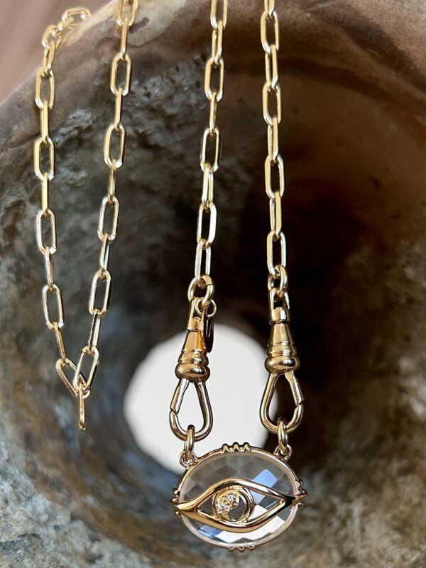 Collier chaîne ajourée (Scarabée, Oeil ou Bouddha) – Image 3