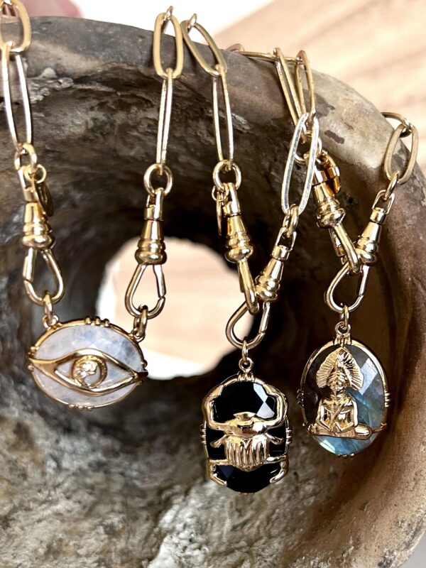 Collier Chaîne Trombone (Oeil, Scarabée ou Bouddha) – Image 6