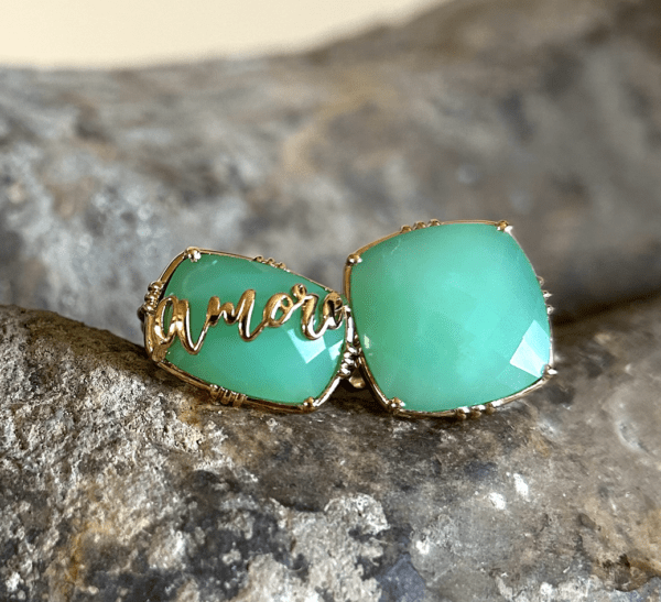 Bague Carré pierre facetée – Image 3