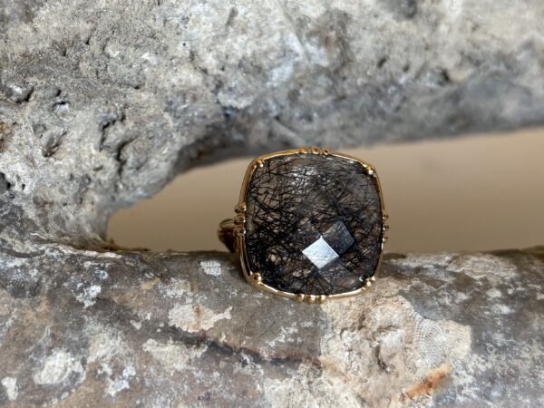 Bague Carré pierre facetée – Image 6