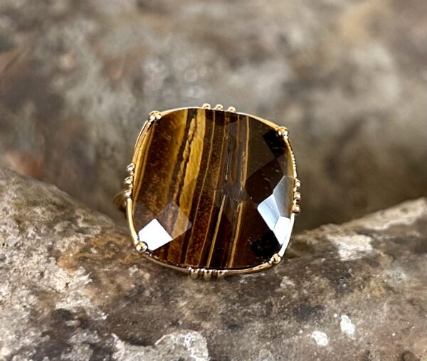 Bague Carré pierre facetée – Image 4