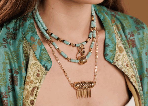 Collier Cartouche Aztèque frangé