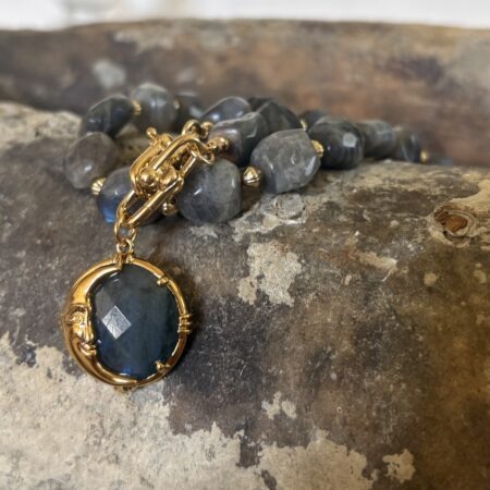 Collier pierre Labradorite et pendentif Lune (pièce unique)