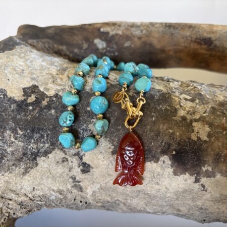 Collier Turquoise et poisson rouge (pièce unique)