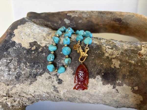 Collier Turquoise et poisson rouge (pièce unique)