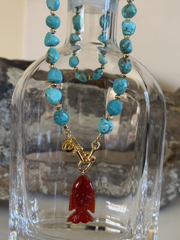 Collier Turquoise et poisson rouge (pièce unique) – Image 2