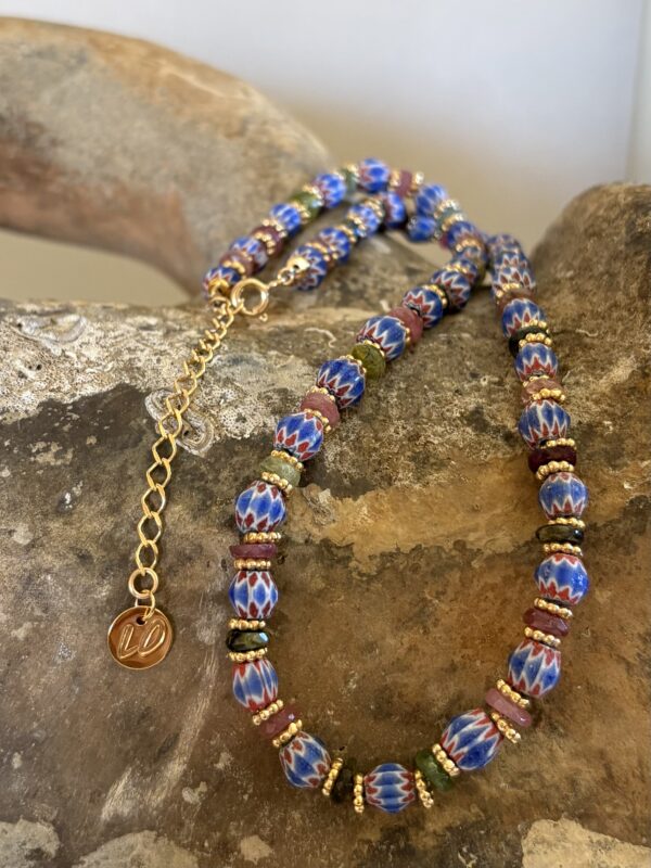 Collier perle africaine vintage et tourmaline (pièce unique)