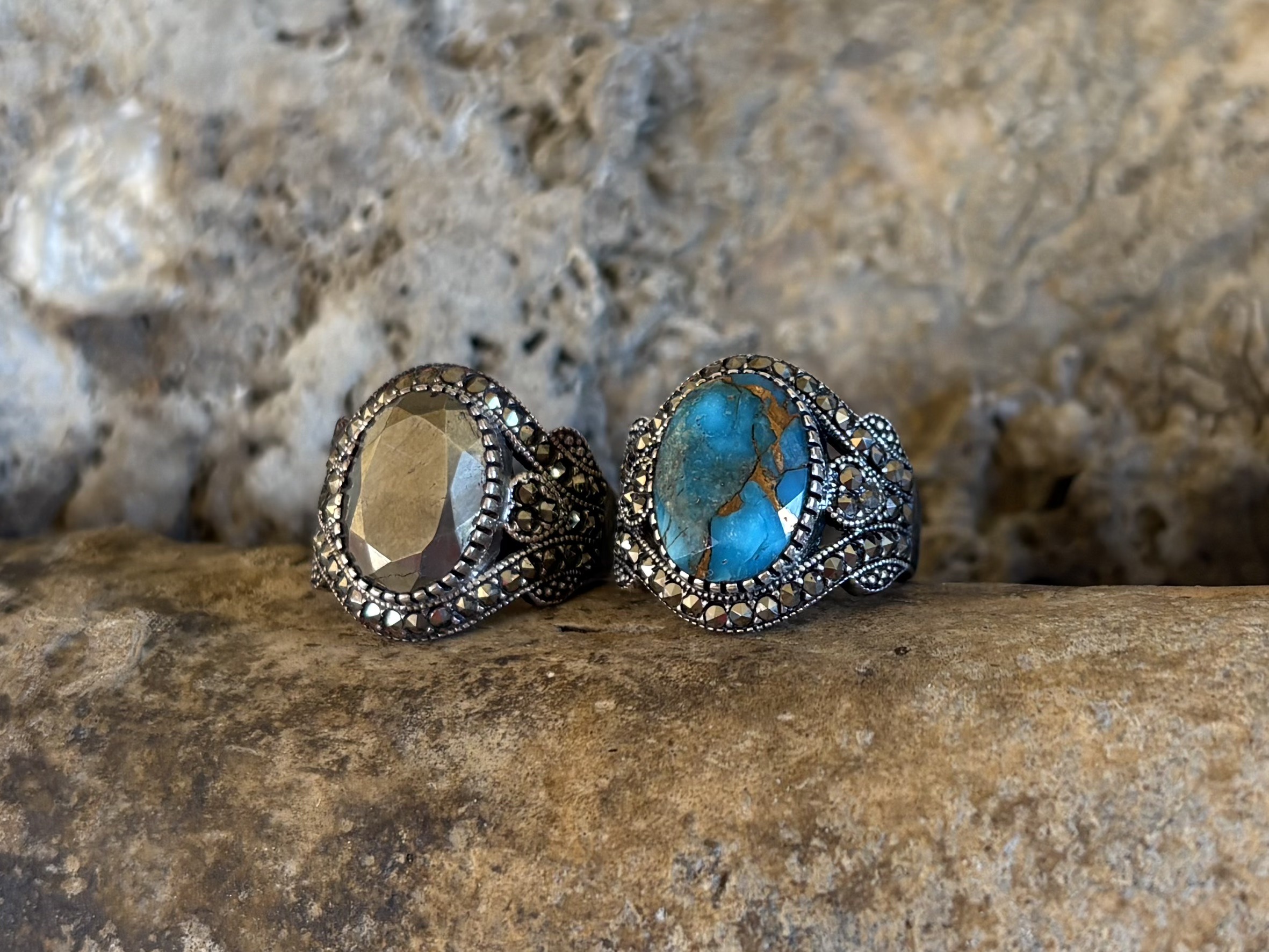 Chevalière Marcassite - Argent 925 Oxydé – Image 3