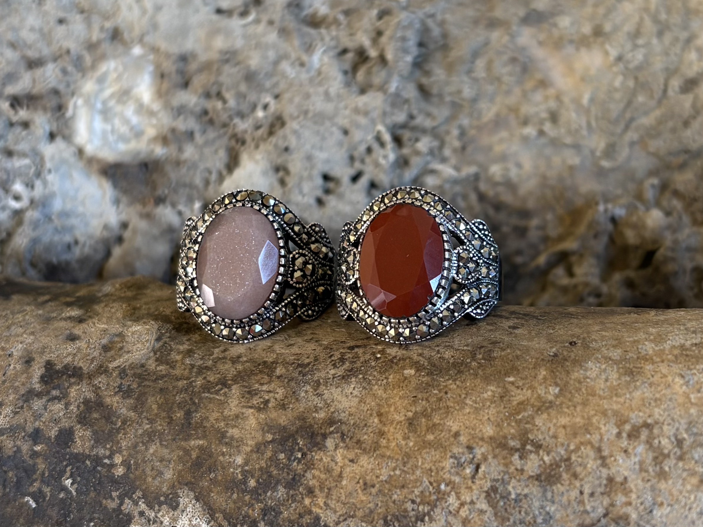 Chevalière Marcassite - Argent 925 Oxydé – Image 2