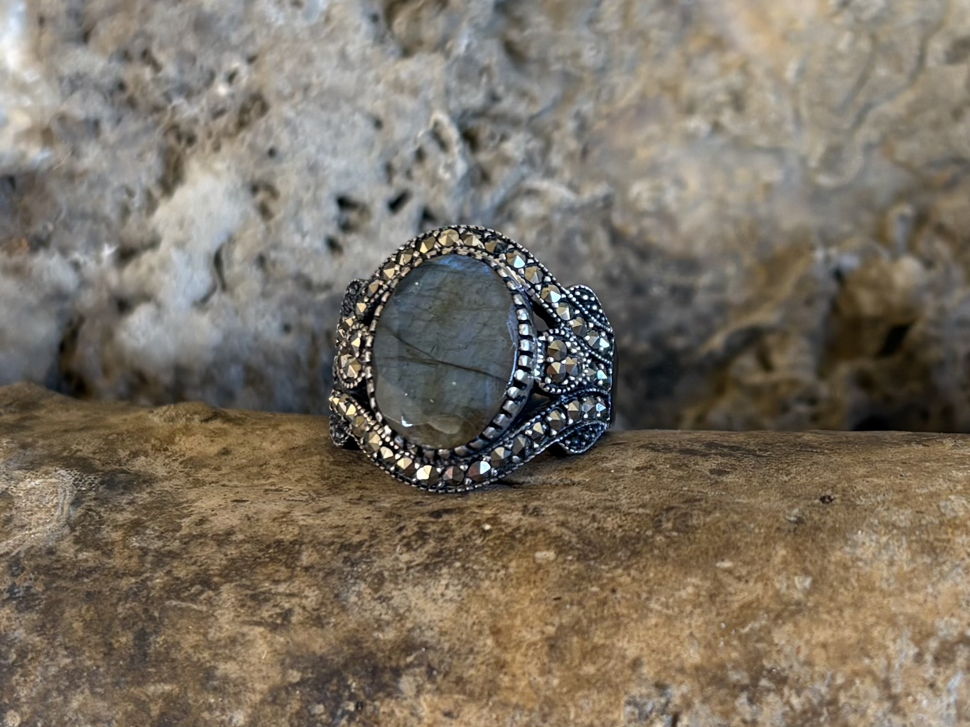 Chevalière Marcassite - Argent 925 Oxydé