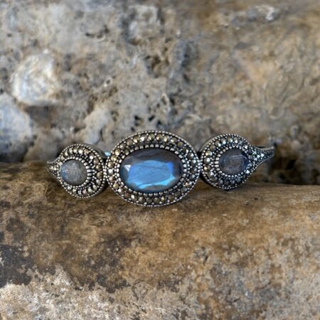 Jonc 3 Pierres et Marcassites - Argent 925 Oxydé