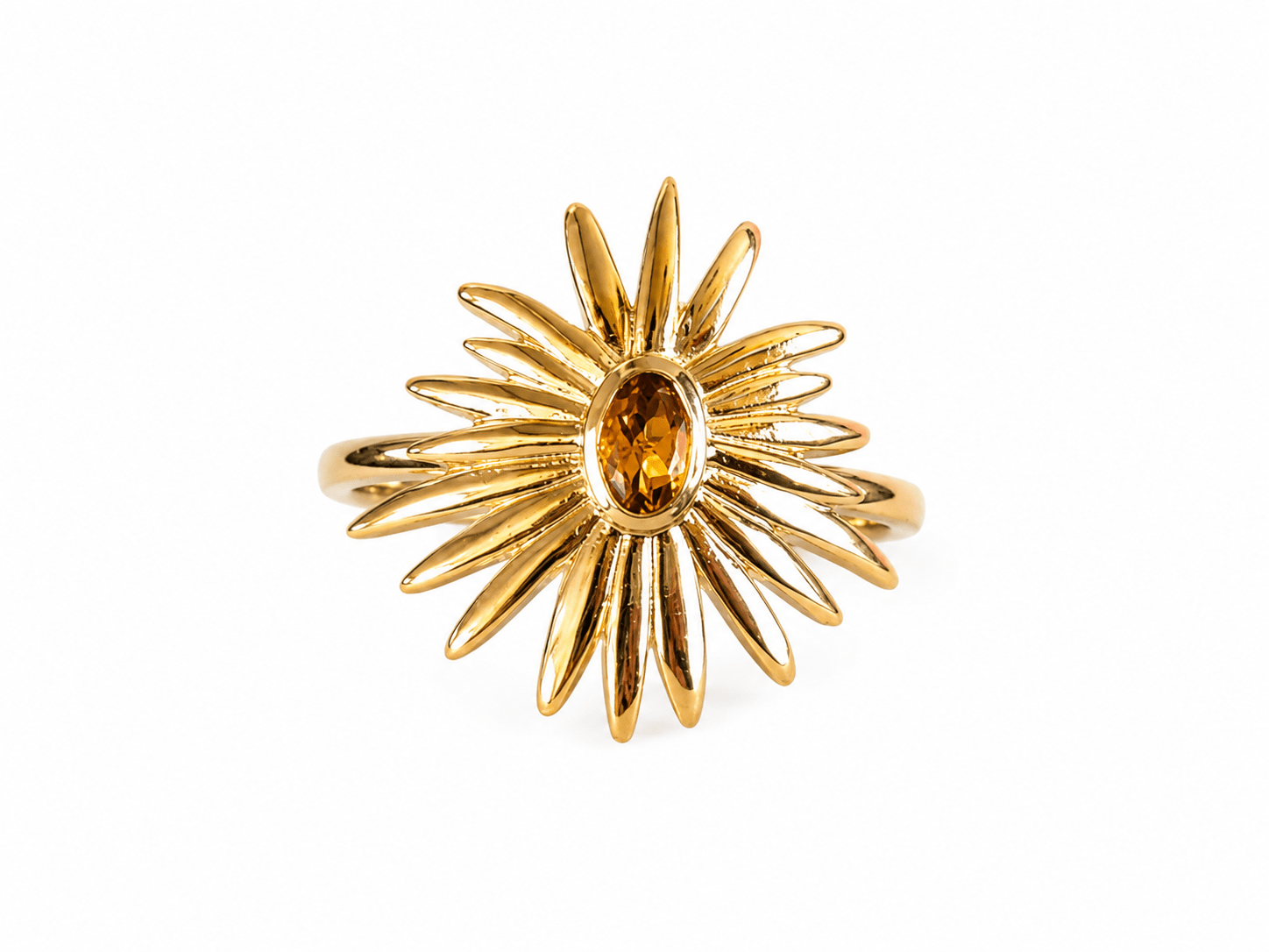 Bague Fleur doré coeur de pierre