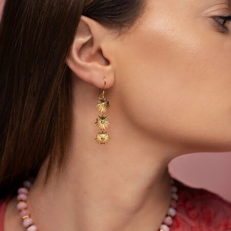 Boucles D'oreilles 3 Fleurs - Dorées