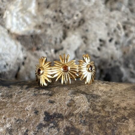 Bague 3 fleurs - pierre