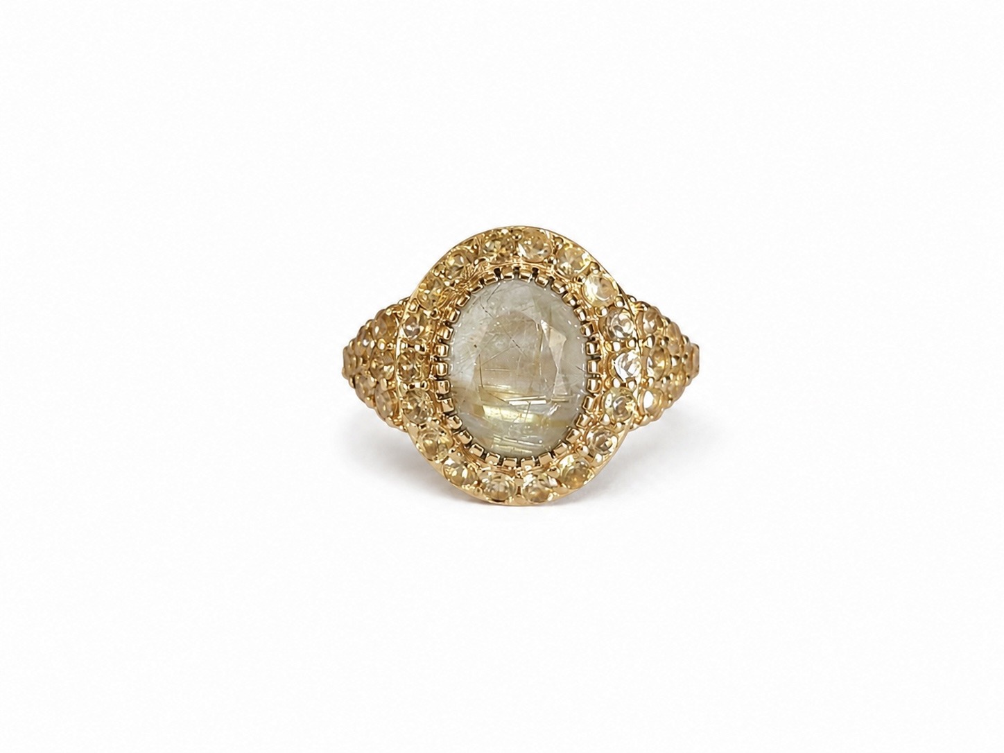 Bague pavée de minis pierres serties (verticale)