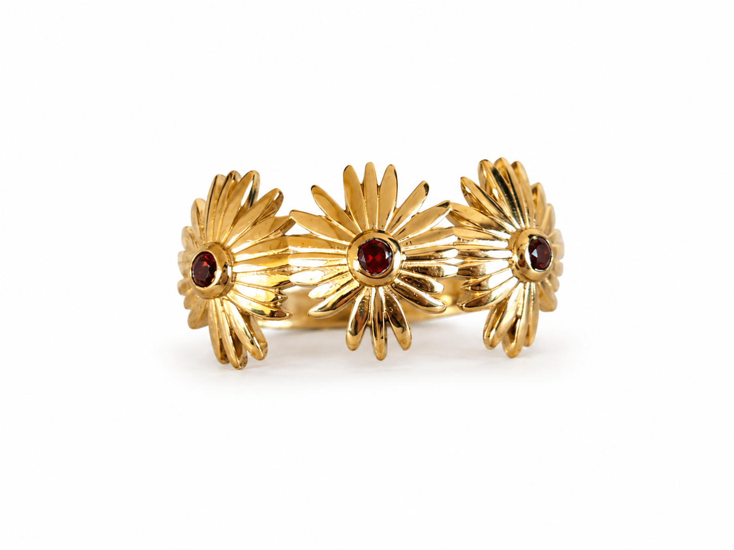 Bague 3 fleurs - pierre